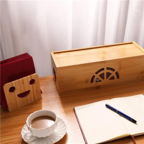 Extra Large Cable Management Box with Lid,Bamboo Cable Box for Cords,PowerStrips - Picture 2 of 6